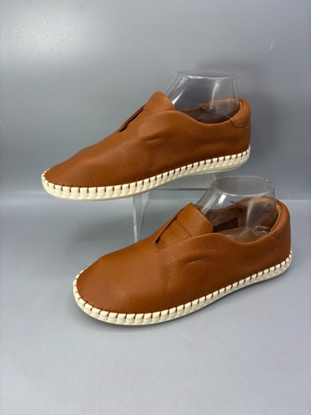 Brioso Sabino Flat Shoes Womens 8 Brown Leather Slip On Round Toe 202404ZE
